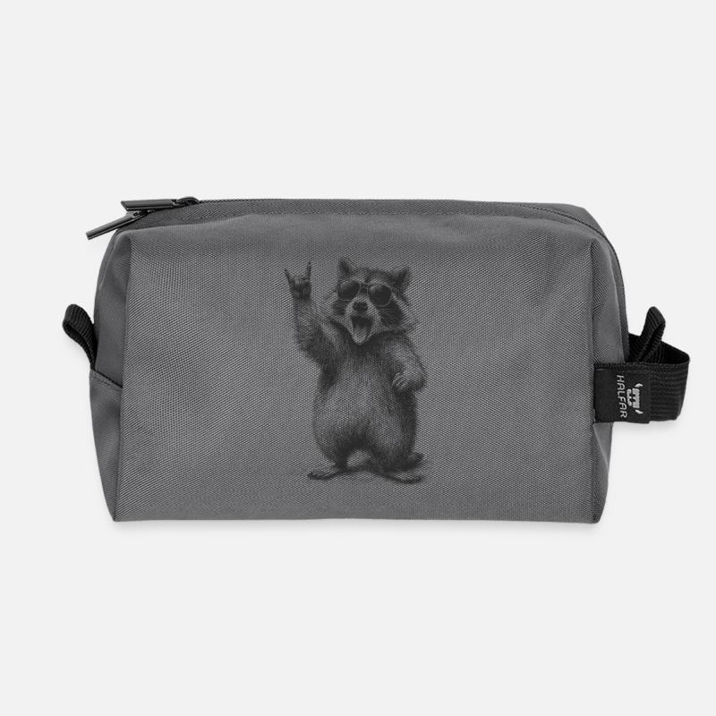 Raccoon Silhouette mit Pfotengruß - Recycelte Kulturtasche - Anthrazit