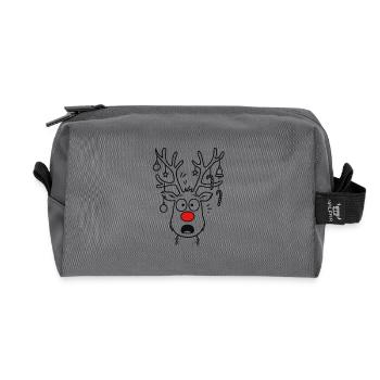 Hirsch Rudolph Frohe Weihnachten süß - Recycelte Kulturtasche - Anthrazit - Vorne