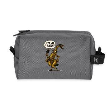 Saxophon-Sängerin mit Mikro - Recycelte Kulturtasche - Anthrazit - Vorne