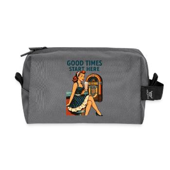 Rockabilly 50er Diner Milchshake Jukebox Retro  - Recycelte Kulturtasche - Anthrazit - Vorne