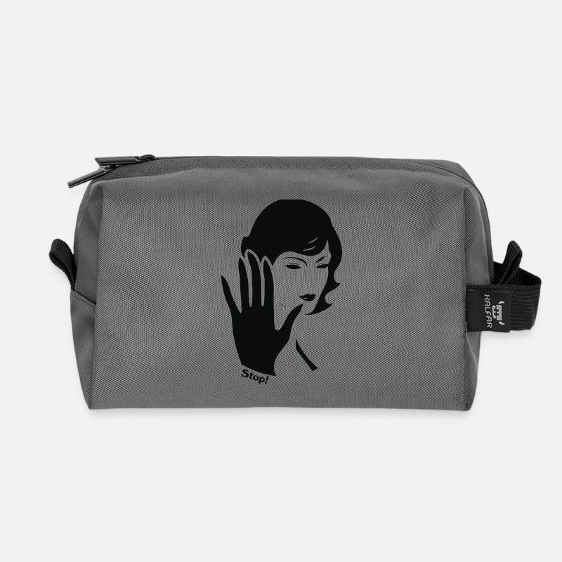 Linienhand Portrait Retro - Recycelte Kulturtasche - Anthrazit