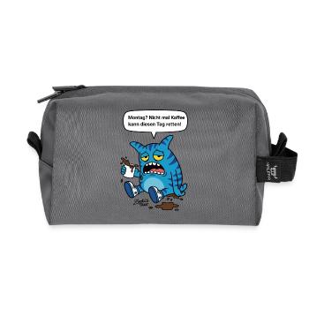 Montag? Nicht mal Kaffee hilft - Zooki Monster - Recycelte Kulturtasche - Anthrazit - Vorne