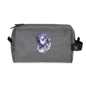 Tentacle portrait in blue | Zombie Girl - Recycled Toiletry Zip Bag - anthracite - Front