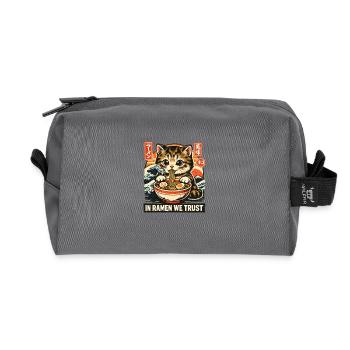 Ramen Cat - Recycled Toiletry Zip Bag - anthracite - Front