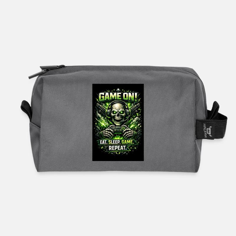 Game On Skull Neon Gamer - Recycelte Kulturtasche - Anthrazit