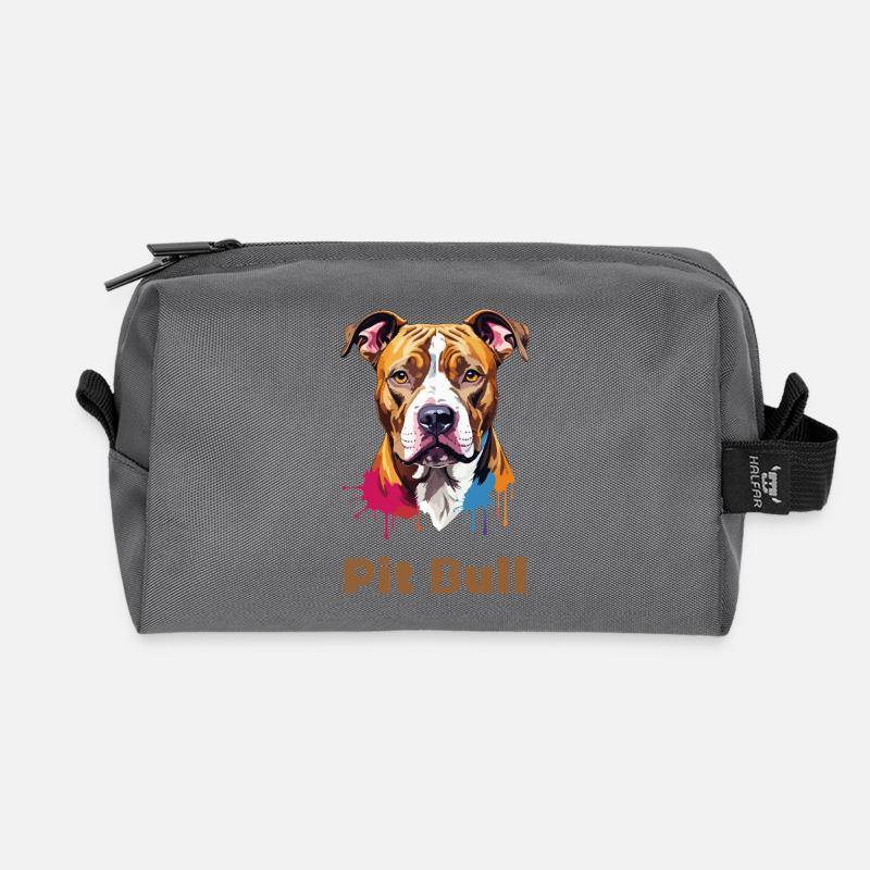 Pitbull Portrait mit Farbspritzern - Recycelte Kulturtasche - Anthrazit