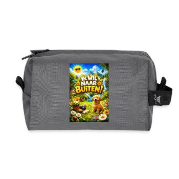 Outdoor adventure with Pup - Recycled Toiletry Zip Bag - anthracite - Front