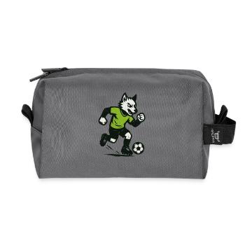 Green Wolf Football Dribble - Recycled Toiletry Zip Bag - anthracite - Front