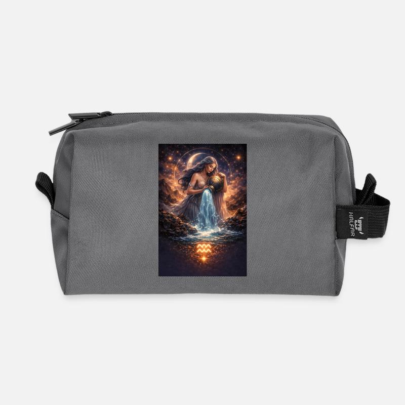 Aquarius - Recycled Toiletry Zip Bag - anthracite