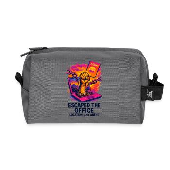 Télétravail - Echappé du bureau  - Trousse de toilette en tissu recyclé - anthracite - Devant
