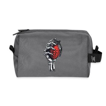 Skeletal grenade in hand - Recycled Toiletry Zip Bag - anthracite - Front
