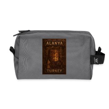 Alanya Turkey – Steampunk Red Tower Travel Poster - Recycled Toiletry Zip Bag - anthracite - Front