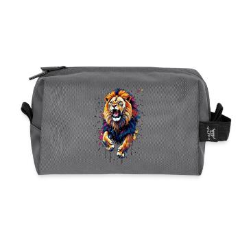 Colorful Lion Eruption - Recycled Toiletry Zip Bag - anthracite - Front