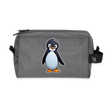 Kuschelpinguin Charme - Recycelte Kulturtasche - Anthrazit - Vorne