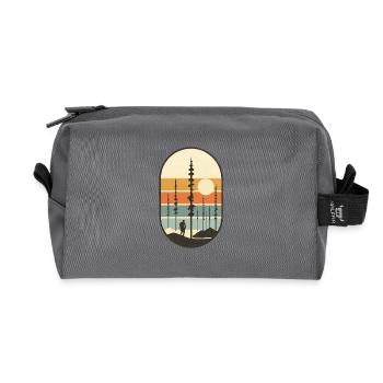 Hiker in retro forest sunset gift idea - Recycled Toiletry Zip Bag - anthracite - Front