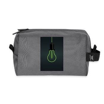 Neon Light Bulb – Minimalist Idea Design - Recycled Toiletry Zip Bag - anthracite - Front