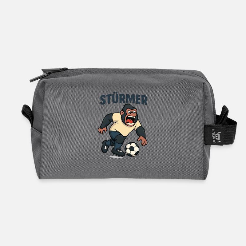 Striker Monkey Soccer Storm - Recycled Toiletry Zip Bag - anthracite