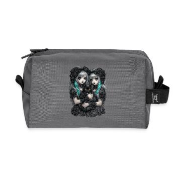 Gothic Zwillinge und schwarze Katze - Recycelte Kulturtasche - Anthrazit - Vorne