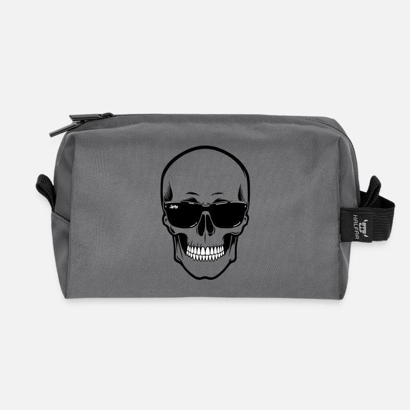 Line skull Spike black contrast with smile - Recycled Toiletry Zip Bag - anthracite