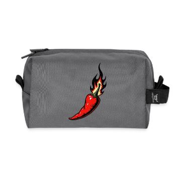 Red hot chili pepper with flames - Recycled Toiletry Zip Bag - anthracite - Front