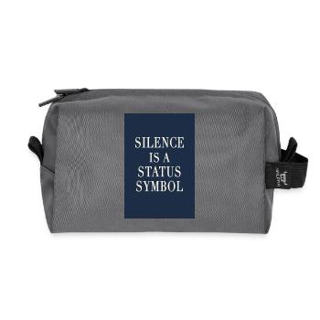 Le silence est un symbole de statut – style vieux argenté - Trousse de toilette en tissu recyclé - anthracite - Devant