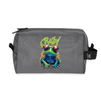 Crazy Frosch Pop Art - Recycelte Kulturtasche - Anthrazit - Vorne