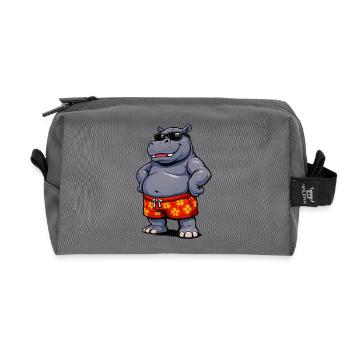 Nilpferd in Sonnenbrille - Recycelte Kulturtasche - Anthrazit - Vorne