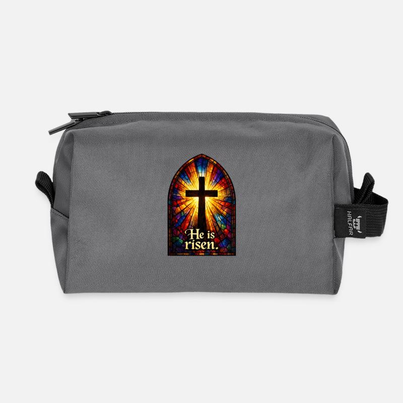 Auferstehung He is Risen Ostern Jesus - Recycelte Kulturtasche - Anthrazit