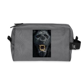 Sourire d’or de bête - Trousse de toilette en tissu recyclé - anthracite - Devant
