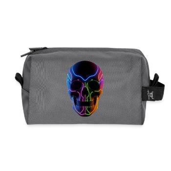 Leuchtender Totenkopf für DJ & Techno Fans - Recycelte Kulturtasche - Anthrazit - Vorne