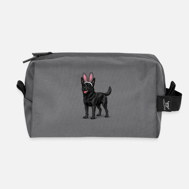Dunkler Hund mit Hasenohren - Recycelte Kulturtasche - Anthrazit