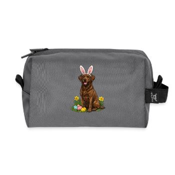 Labrador de Pâques aux oreilles de lapin - Trousse de toilette en tissu recyclé - anthracite - Devant