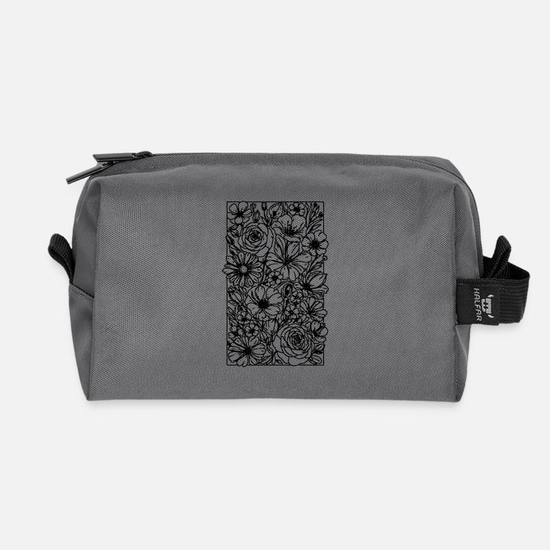 Blumen - Recycelte Kulturtasche - Anthrazit