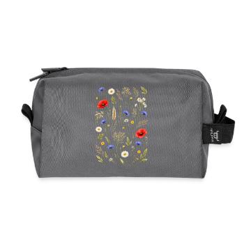Bunte Wildblumen Illustration Natur Floral Design - Recycelte Kulturtasche - Anthrazit - Vorne