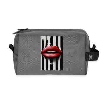 Say Less Lips Fashion Design - Recycled Toiletry Zip Bag - anthracite - Front