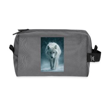 Arctic Wolf in Snowfall - Recycled Toiletry Zip Bag - anthracite - Front
