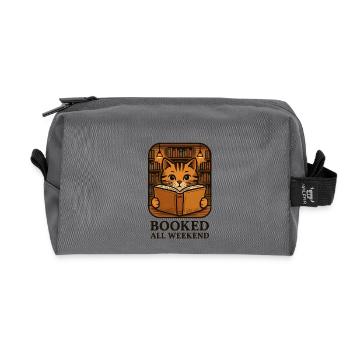Lesekatze im Bücherregal - Recycelte Kulturtasche - Anthrazit - Vorne