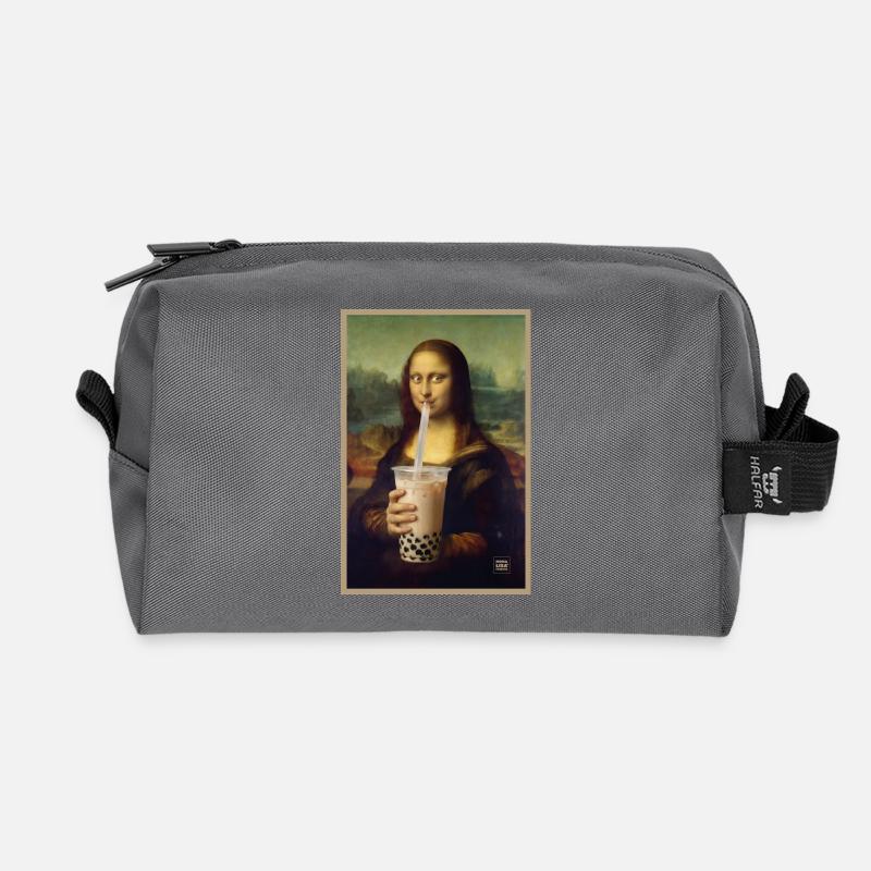 Mona Sip Bubble Tea Portrait - Recycled Toiletry Zip Bag - anthracite