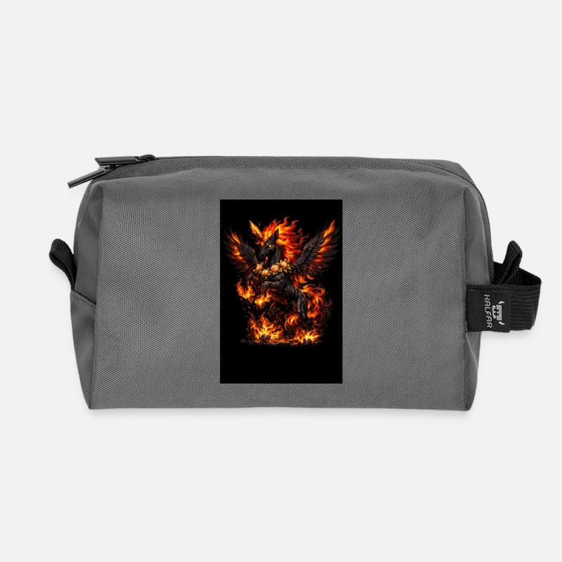 Feuerpegasus mit Blumenkranz - Recycelte Kulturtasche - Anthrazit