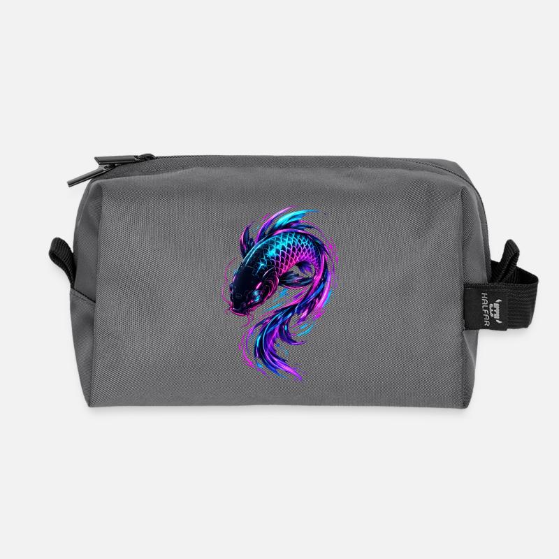 Flux de Koi Néon - Trousse de toilette en tissu recyclé - anthracite