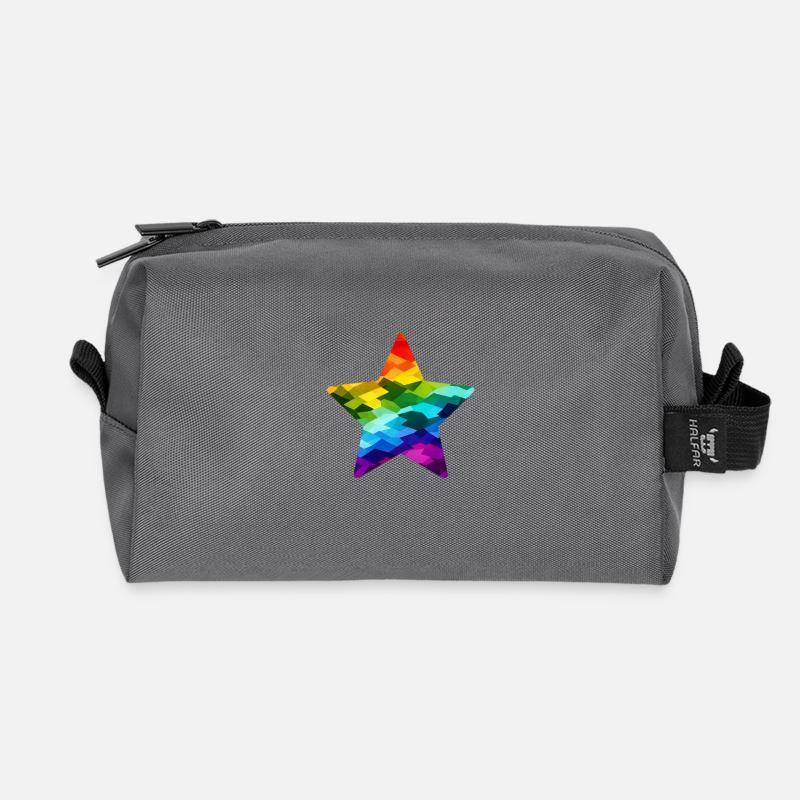 Rainbow Mosaic Star - Recycled Toiletry Zip Bag - anthracite