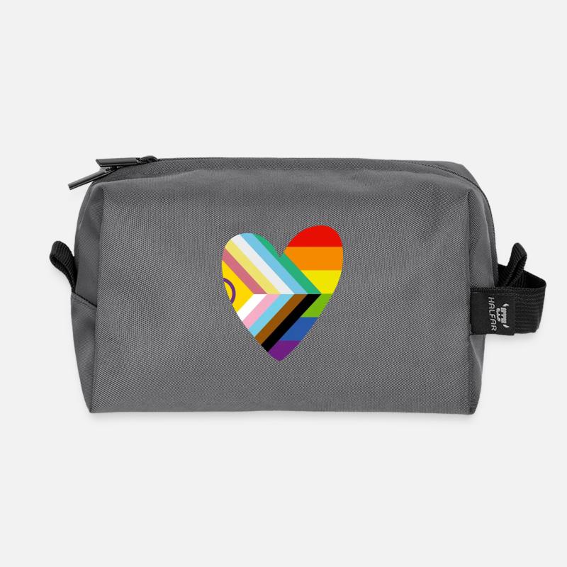 🌈 Herz – Progress Pride & Disability Flag - Recycelte Kulturtasche - Anthrazit