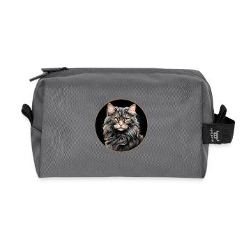 American Curl Longhair Katze Portrait - Recycelte Kulturtasche - Anthrazit - Vorne