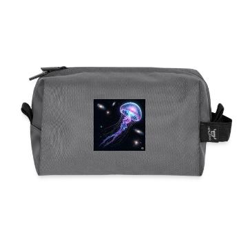 Galactic jellyfish in space - Recycled Toiletry Zip Bag - anthracite - Front
