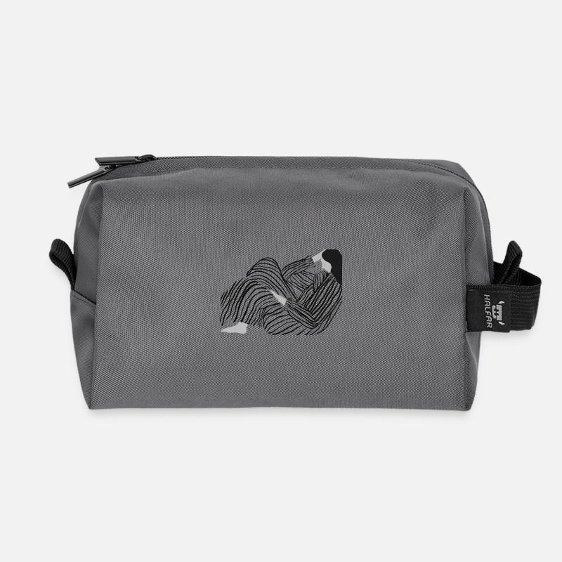 Minimalist design in black and white - Recycled Toiletry Zip Bag - anthracite