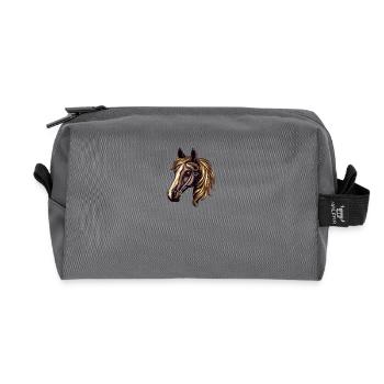 Horse Horse Head Elegant Watercolors Paints - Recycled Toiletry Zip Bag - anthracite - Front