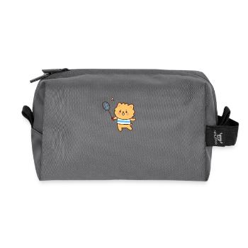 Badminton Bear Lion Dog Cat - Recycled Toiletry Zip Bag - anthracite - Front