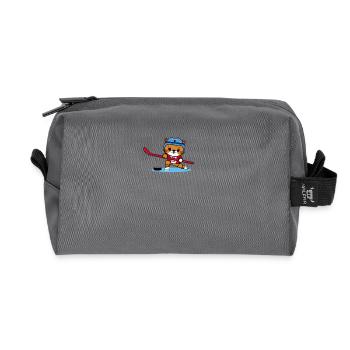 Cat playing ice hockey Funny kawaii design - Recycled Toiletry Zip Bag - anthracite - Front