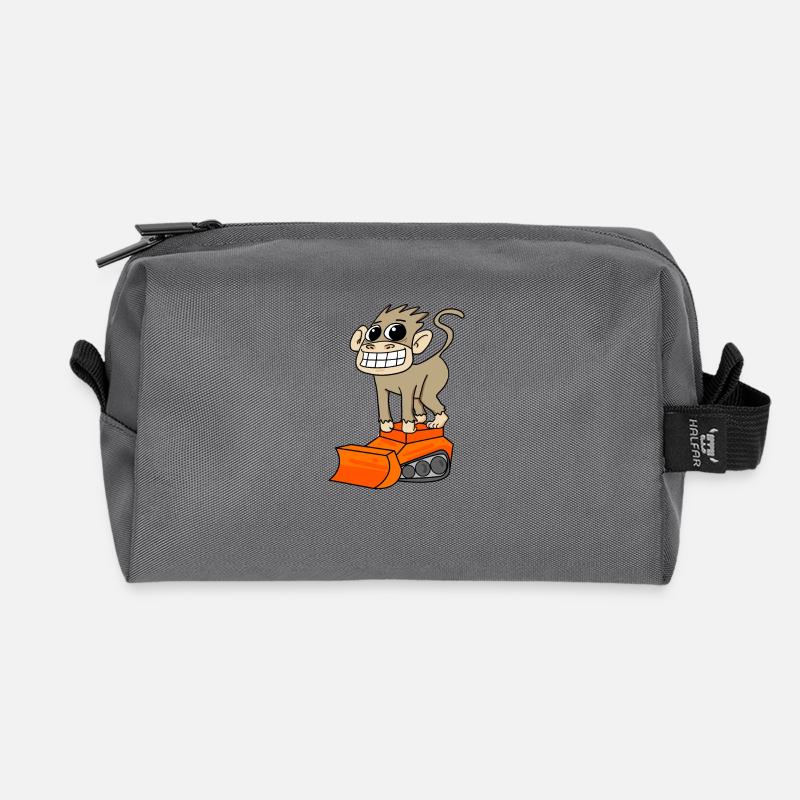 Affe Bagger Baggerfahrer Motiv - Recycelte Kulturtasche - Anthrazit