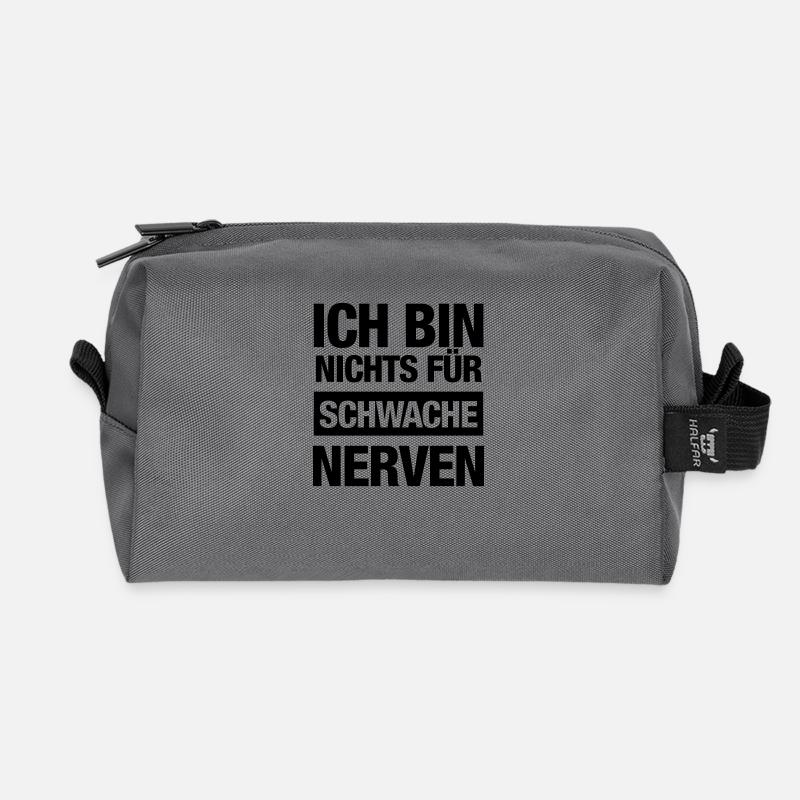 Ich bin nichts für schwache Nerven (Spruch) - Recycelte Kulturtasche - Anthrazit